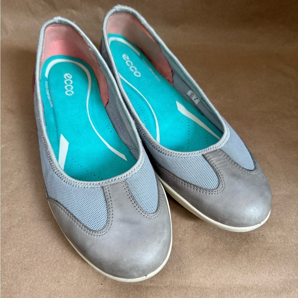 Ecco Grey Bluma Ballerina Slip On Comfort Shoes. Size EU 41